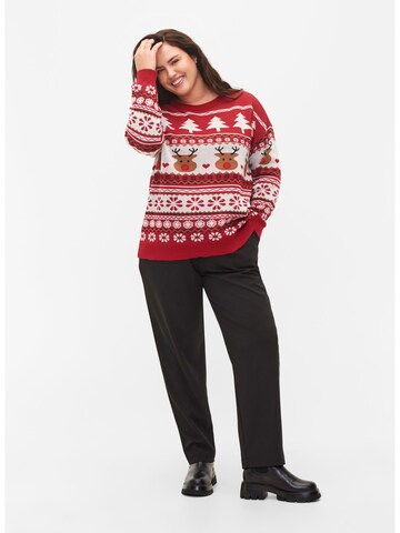 Zizzi Sweater 'RUDOLF' in Red