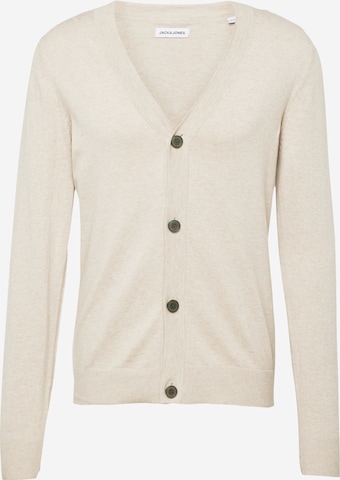 JACK & JONES Knit Cardigan 'JJEEmil' in Beige: front
