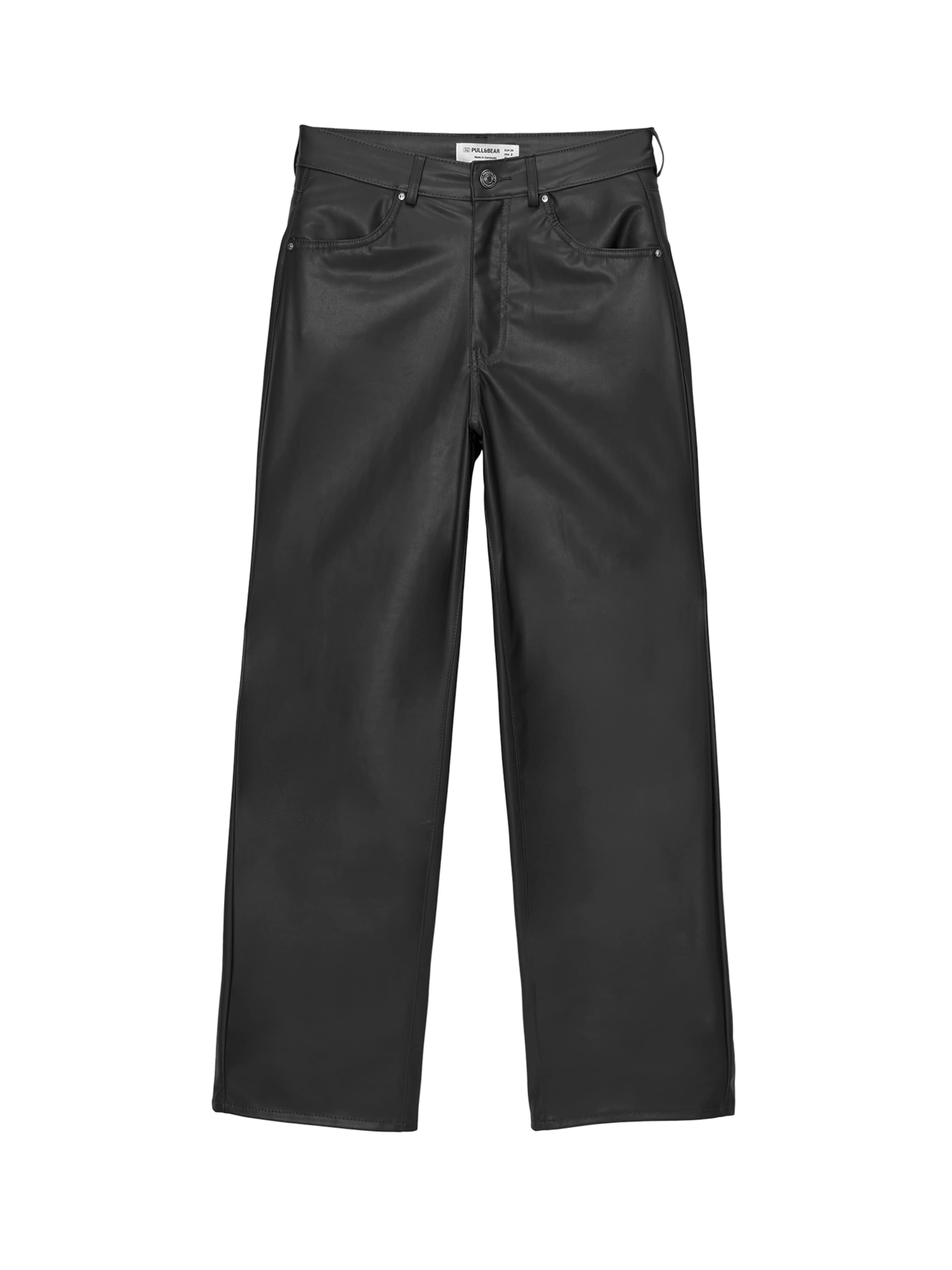 Pull&Bear Široke hlačnice Hlače | črna barva: sprednja stran