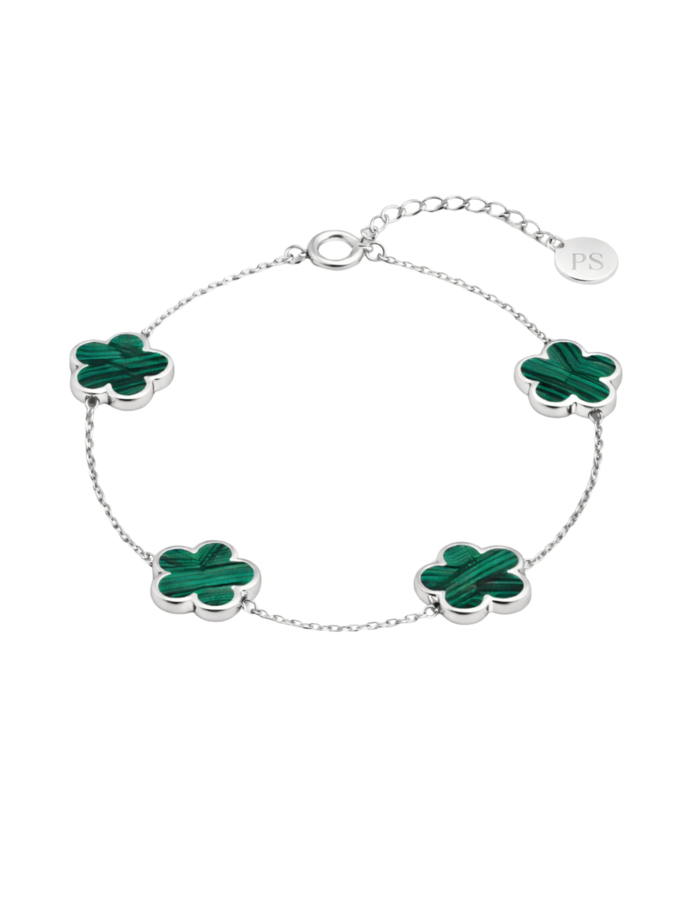 Pure Schmuck Bracelet 'Clover Green' in Silver: front