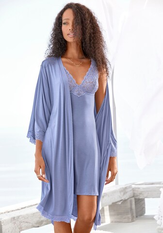 Robe de chambre 'Summer Lace' LASCANA en bleu : devant