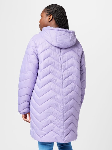 Fransa Curve Winter Coat in Purple