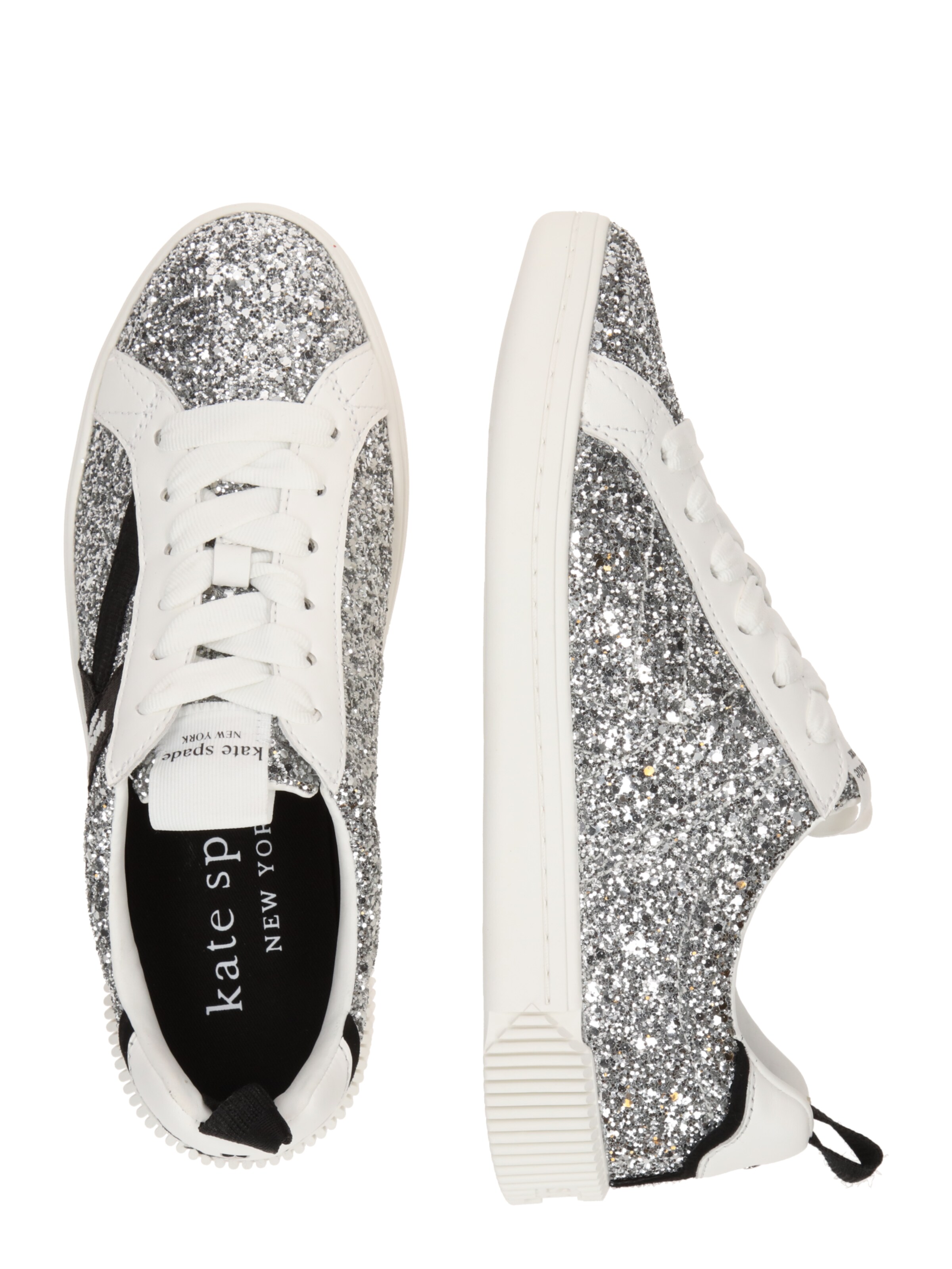 Baskets basses 'K As In Kate Glitter Court Sneakers' Kate Spade en argent
