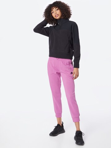 purpurinė ADIDAS SPORTSWEAR Siaurėjantis Sportinės kelnės 'Essentials Studio Lounge Cuffed 3-Stripes'