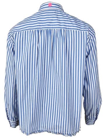 LIKS. Munich Bluzka 'Bluse uni und gestreift mit Brusttasche, Raffung am Rückenteil aus Baumwolle - GraceC Angebot' w kolorze niebieski