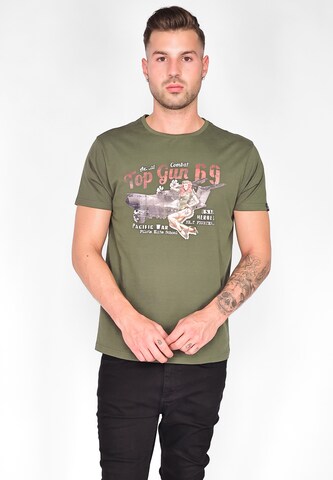 TOP GUN T-Shirt mit Top Gun Aufdruck TG20213026 ' ' in Grün: predná strana