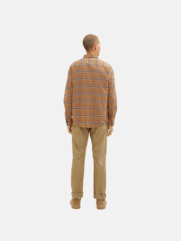 TOM TAILOR Comfort fit Button Up Shirt in Brown