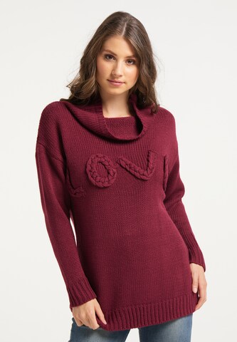 IZIA Širok pulover | rdeča barva: sprednja stran
