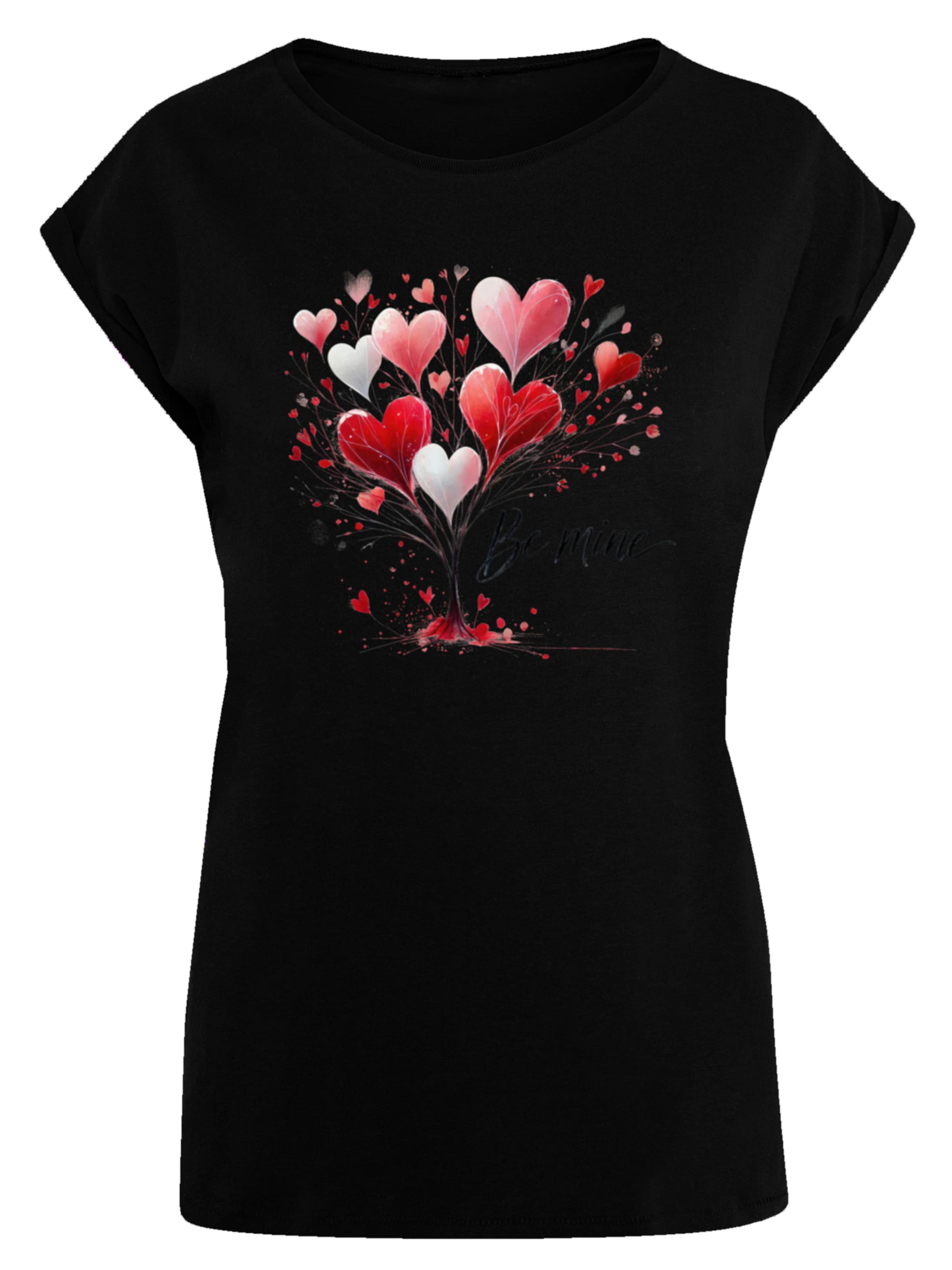 F4NT4STIC Shirt 'Herzbaum Be Mine!' in Zwart: voorkant