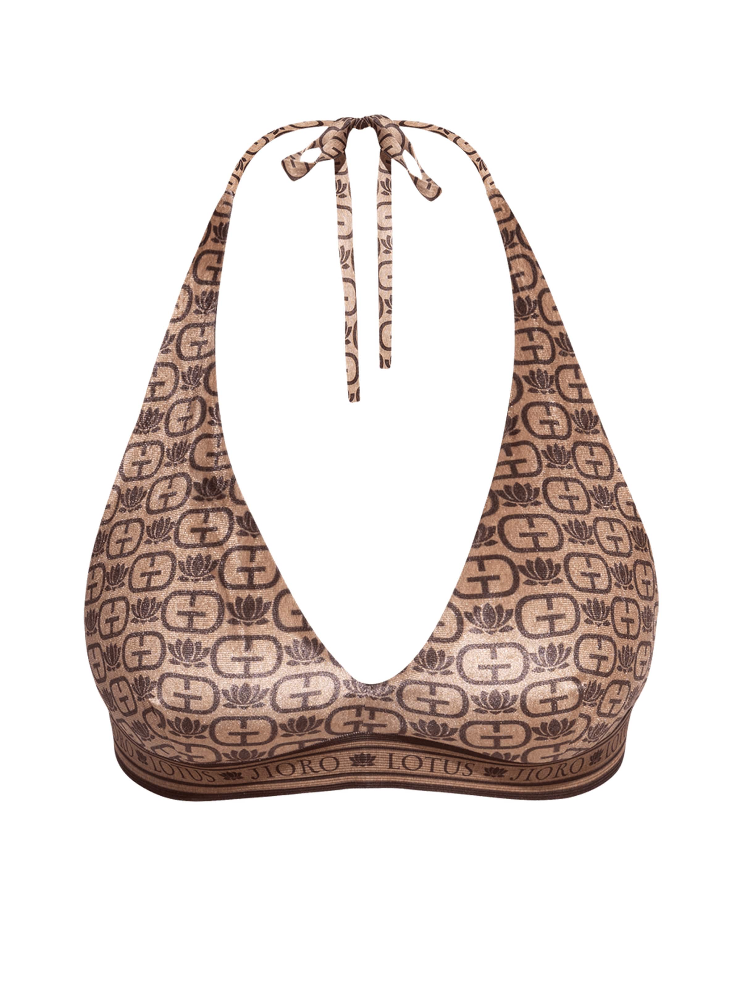 JIORO Triangel Bikinitop 'MOCHA MOUSSE LOGO' in Gemengde kleuren