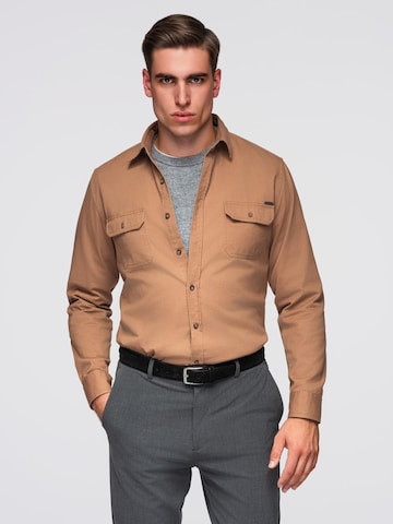 Ombre Regular fit Button Up Shirt 'OM-SHCS-0146' in Brown: front