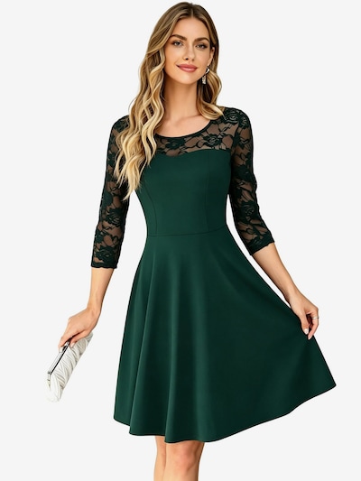 KoJooin Evening Dress 'Vintage-Brautjungfernkleid mit floraler Spitze, 2/3-Ärmeln und passendem Design' in 36 in Dark green, Item view