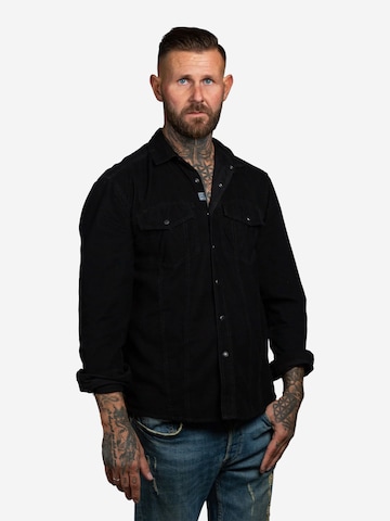 Checker Regular fit Overhemd ' Dynasty Cord ' in Zwart