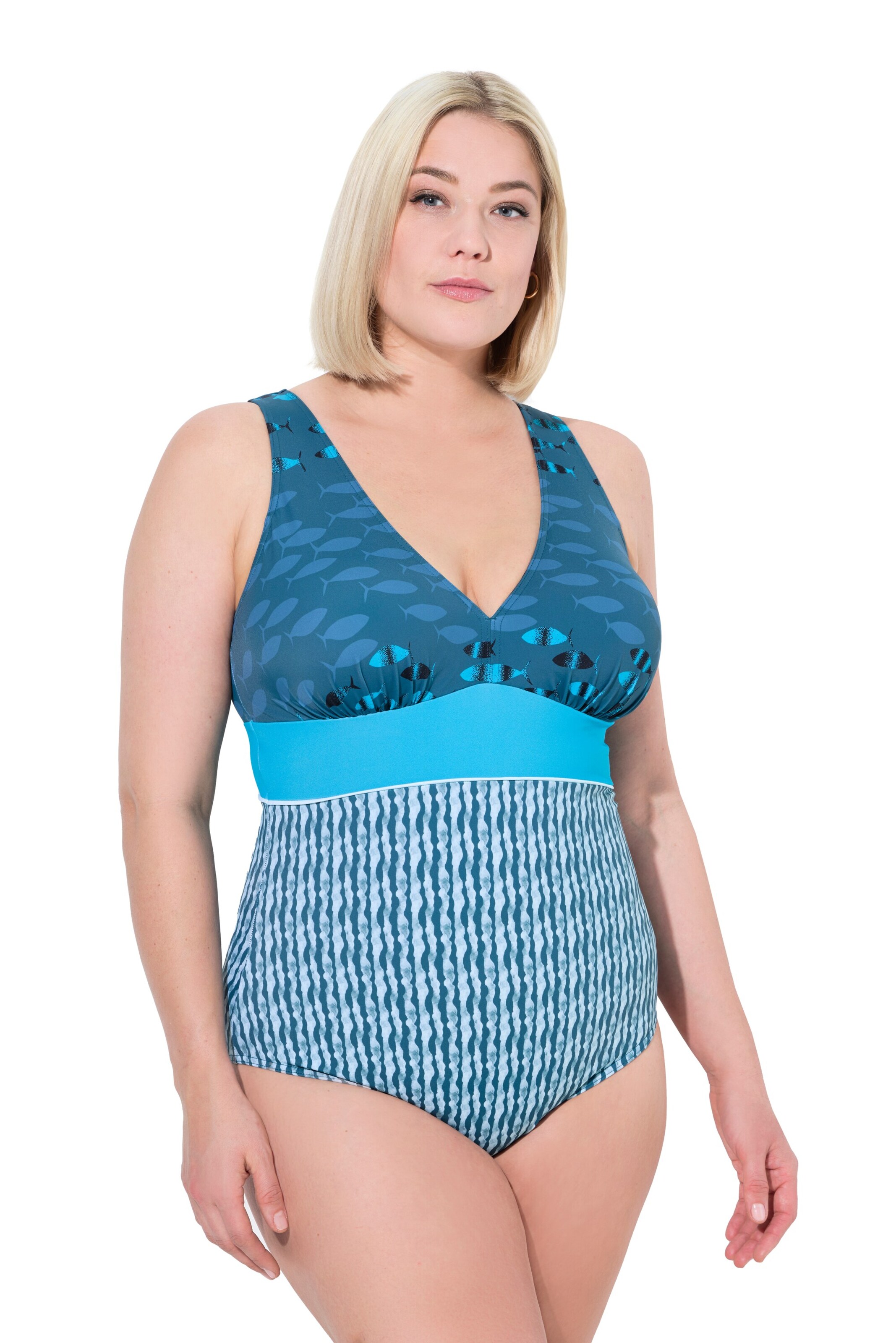 Ulla Popken Badpak in Blauw: voorkant