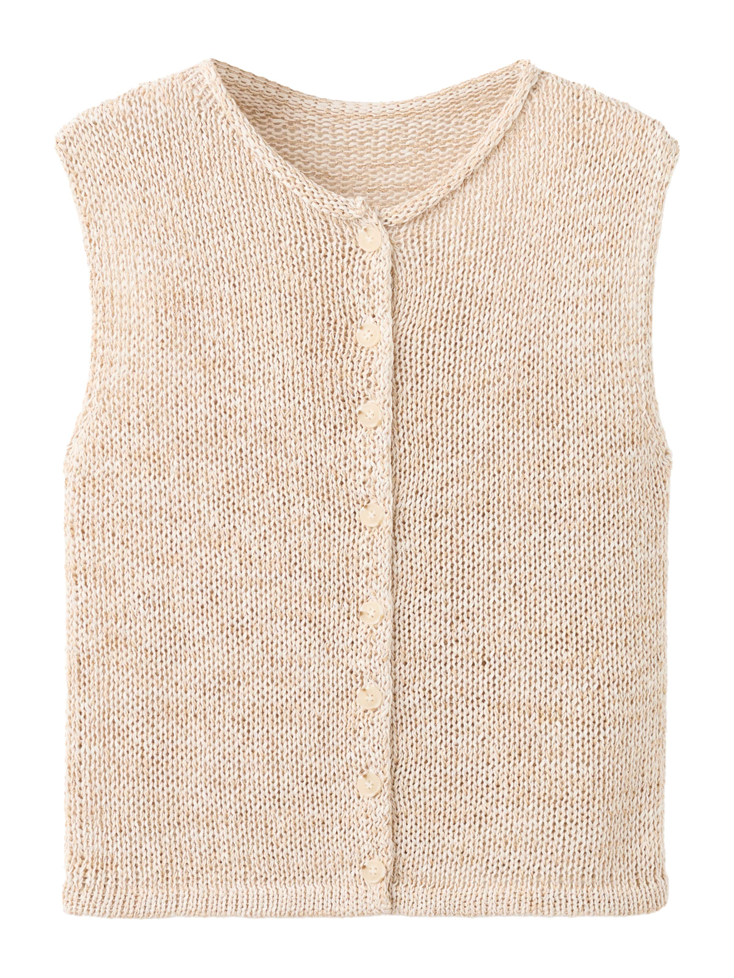 MANGO Gebreide bodywarmer 'PAQUITA' in Beige: voorkant