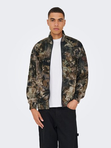 Only & Sons Fleece jas 'ONSBilly' in Bruin: voorkant