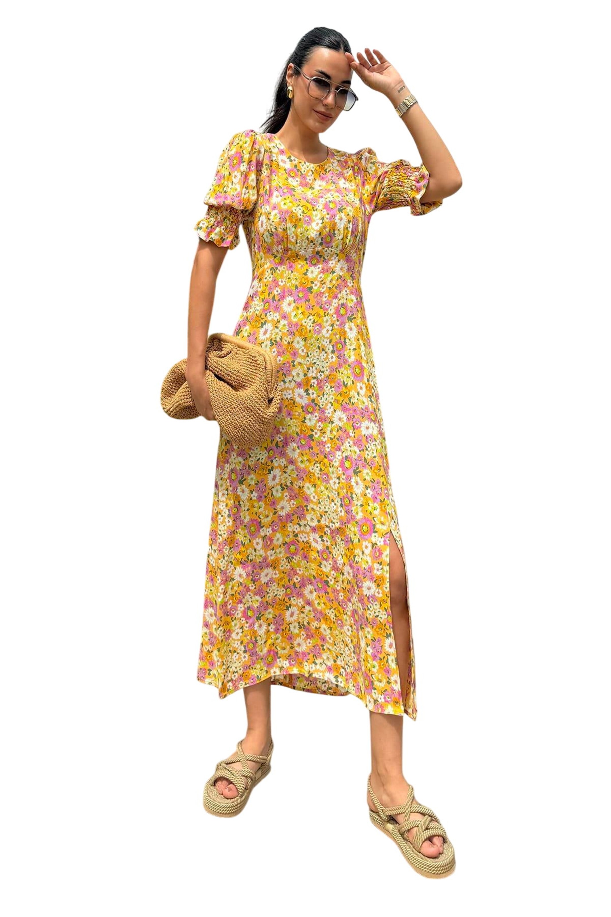 For You Moda Dress in Yellow: front