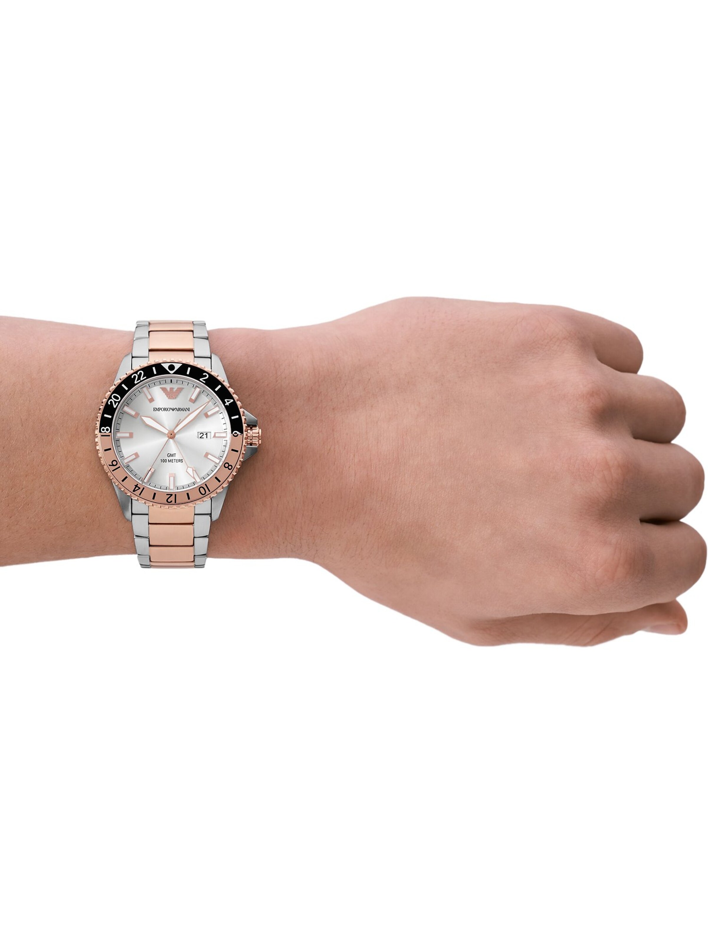 Emporio Armani Analoguhr in Silber: Vorderseite