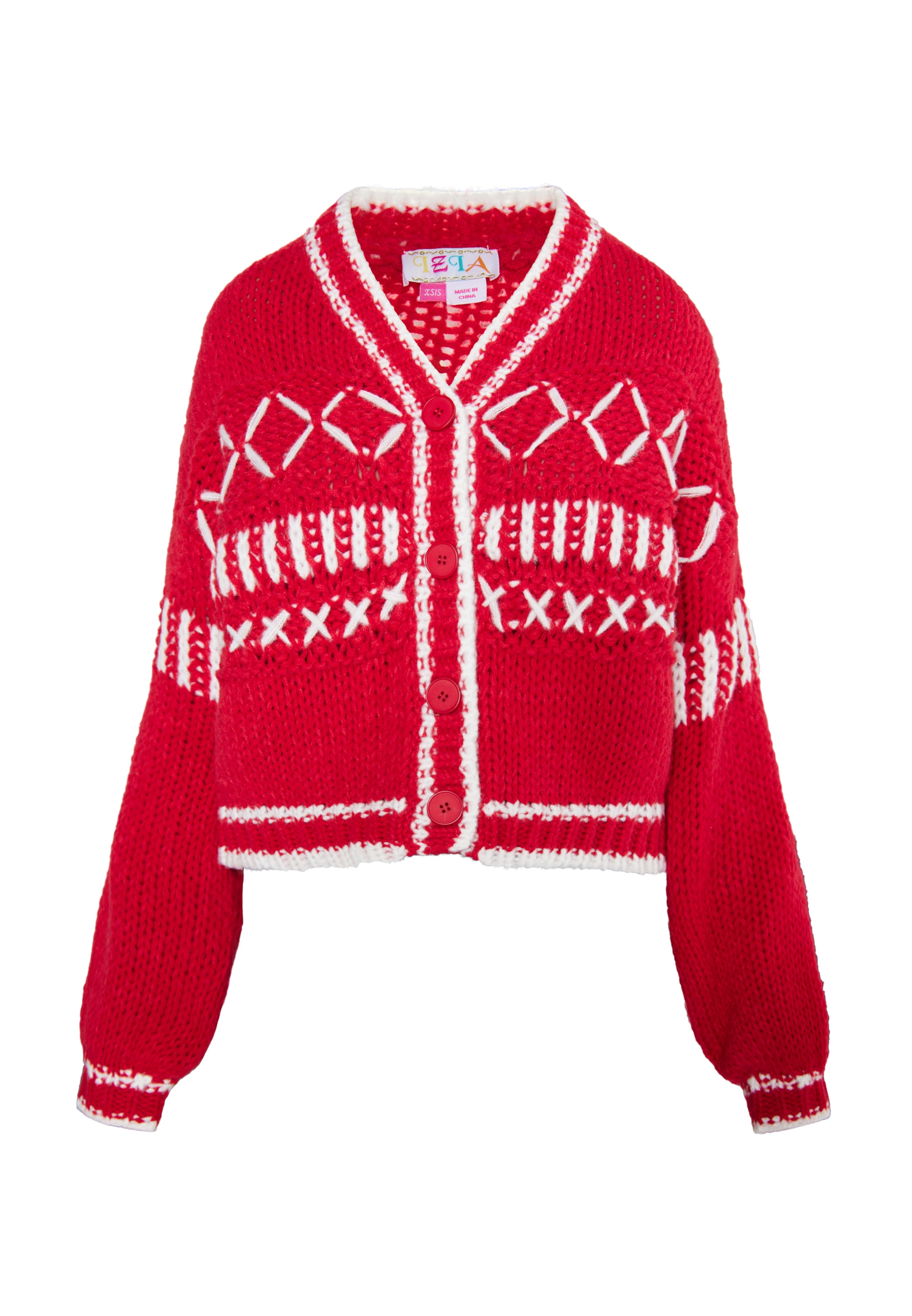 IZIA Cardigan 'Eyota' i rød: forside