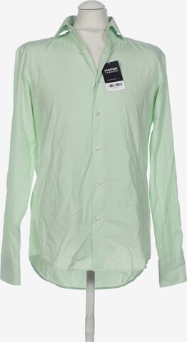 BOSS Black Button Up Shirt in M in Green: front