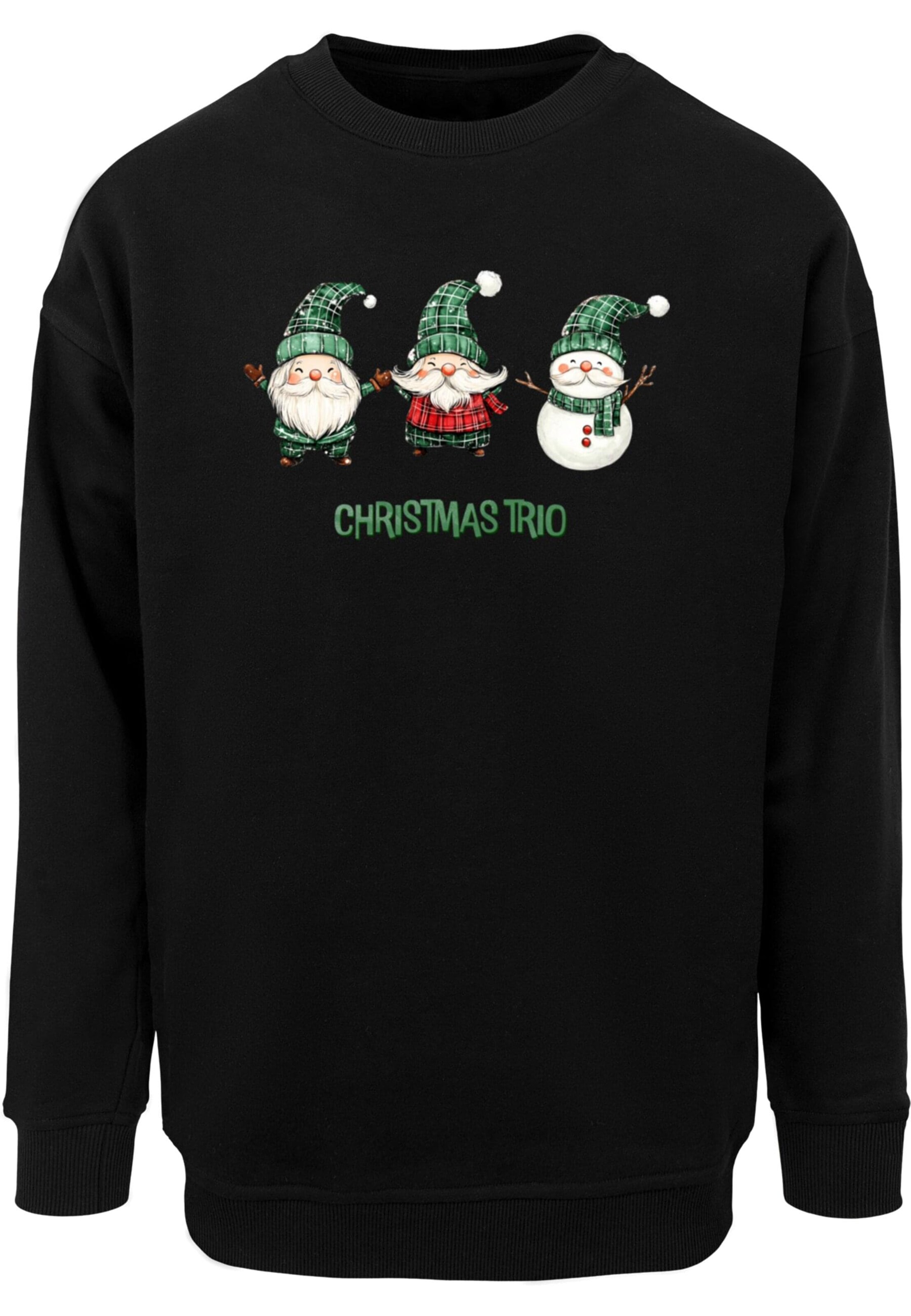 Felpa 'Christmas Santa Trio' di Merchcode in nero: frontale