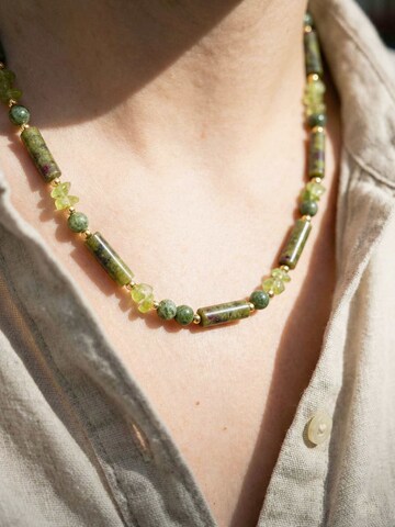 Nemomatheo Necklace 'Regenwald – Naturstein-Röhrenperlen' in Gold