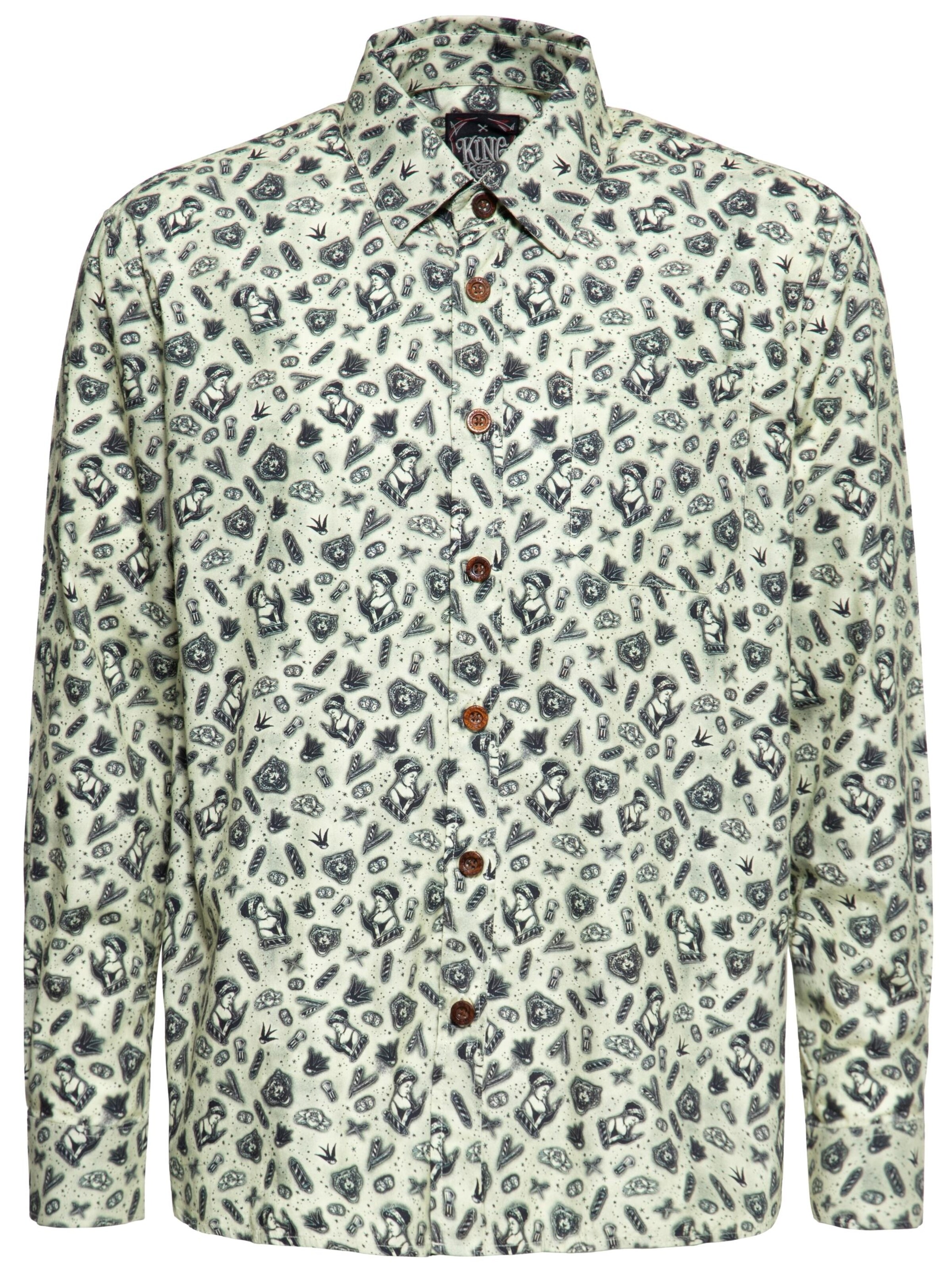 King Kerosin Button Up Shirt in Yellow, Item view