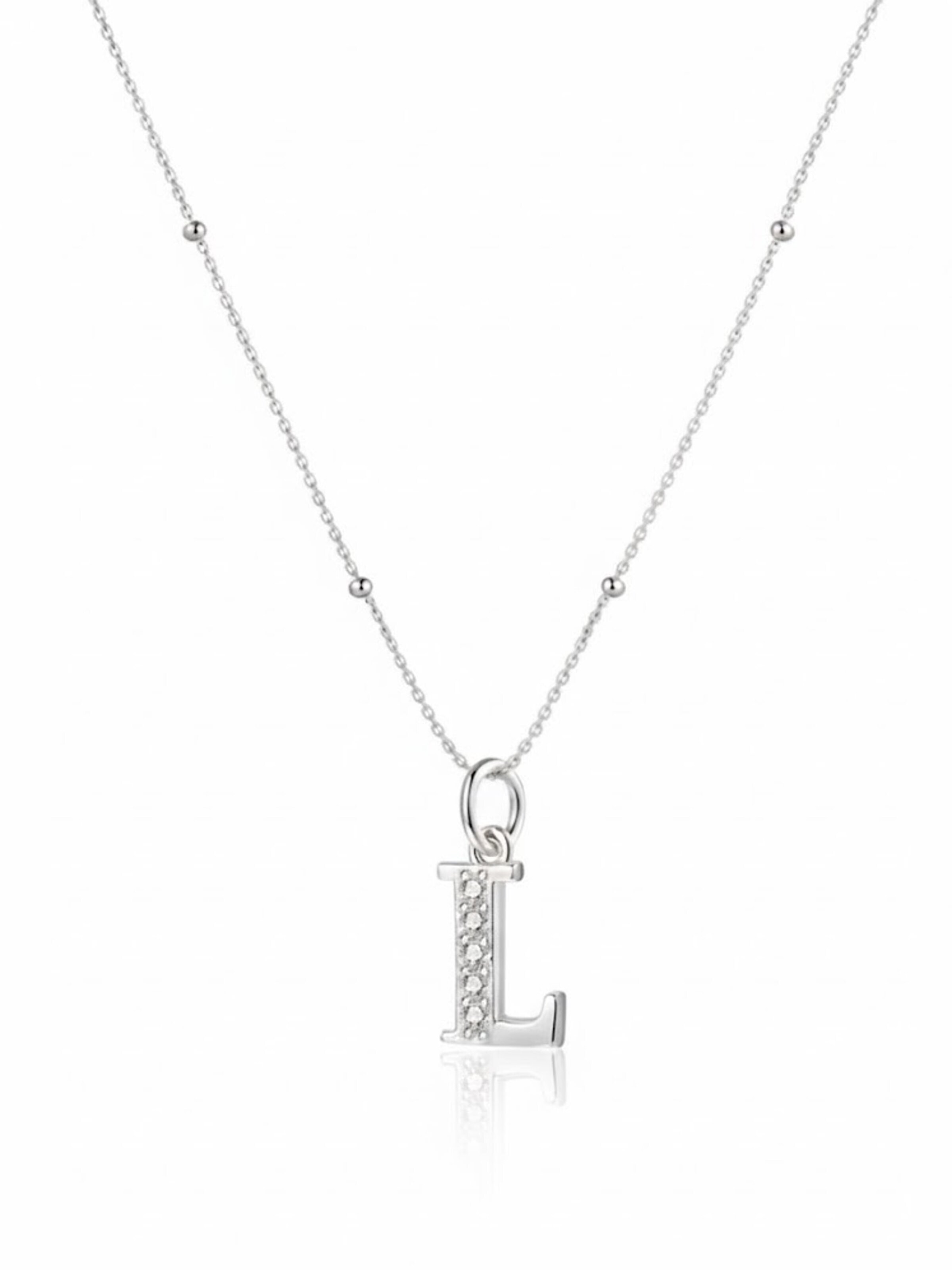 Hey Happiness Ketting 'Letter L' in Zilver: voorkant