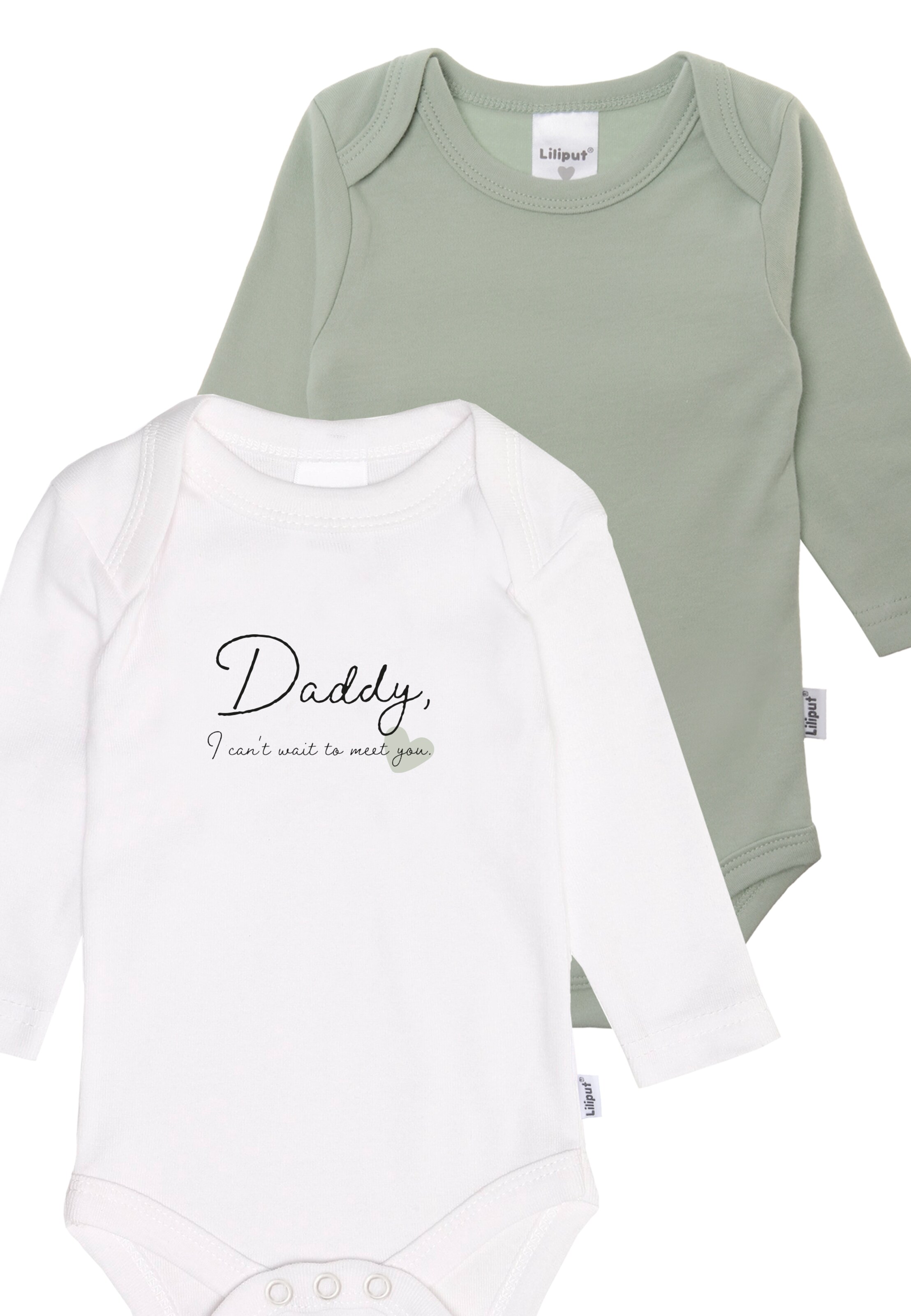 LILIPUT Romper/Bodysuit 'Daddy I cant wait to meet you' in Green