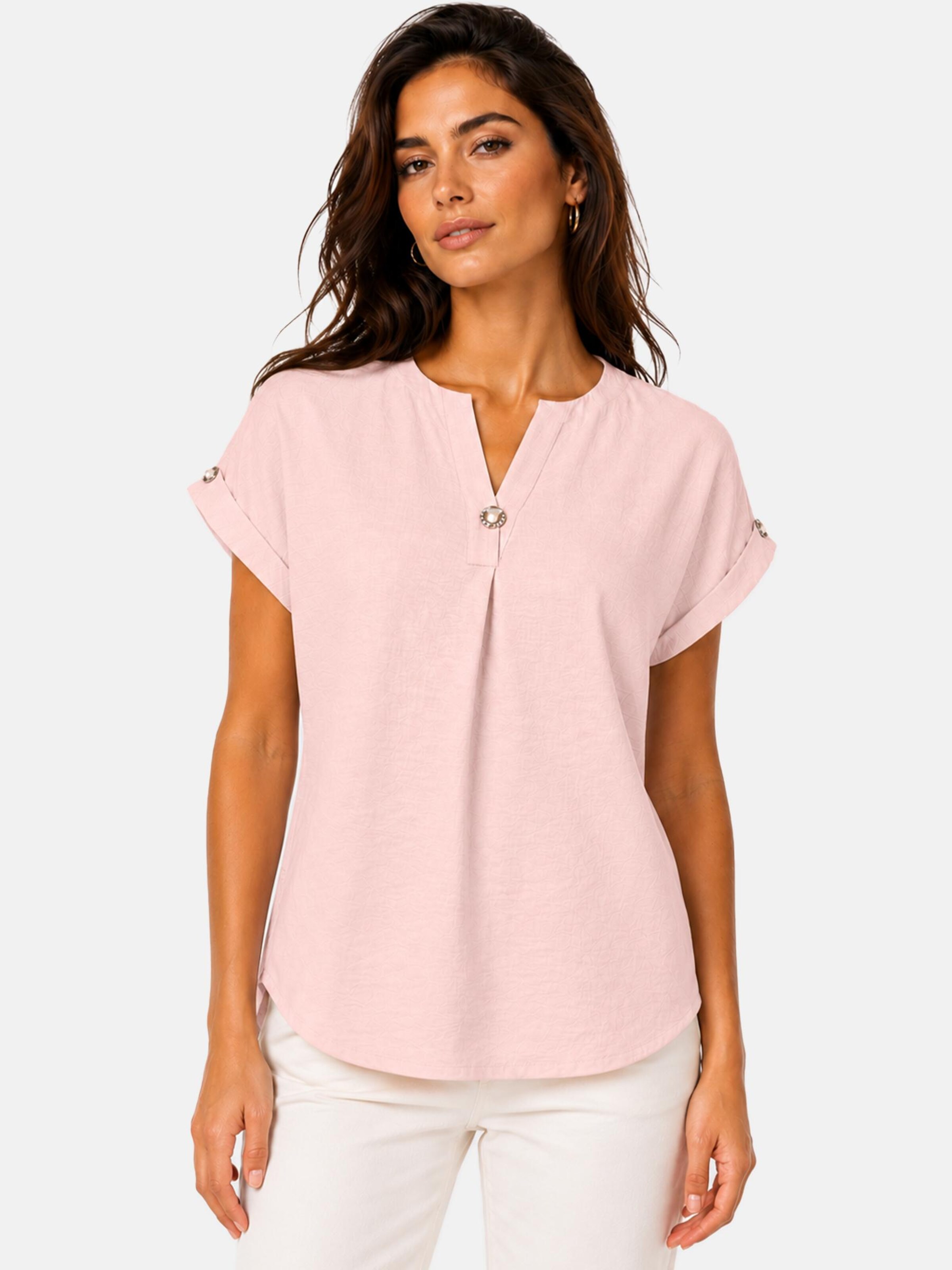 REGINA FASHION Bluza 'Blouse with button' | roza barva: sprednja stran