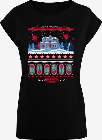 ABSOLUTE CULT Shirt 'Stranger Things - Fair Isle' in Black: front