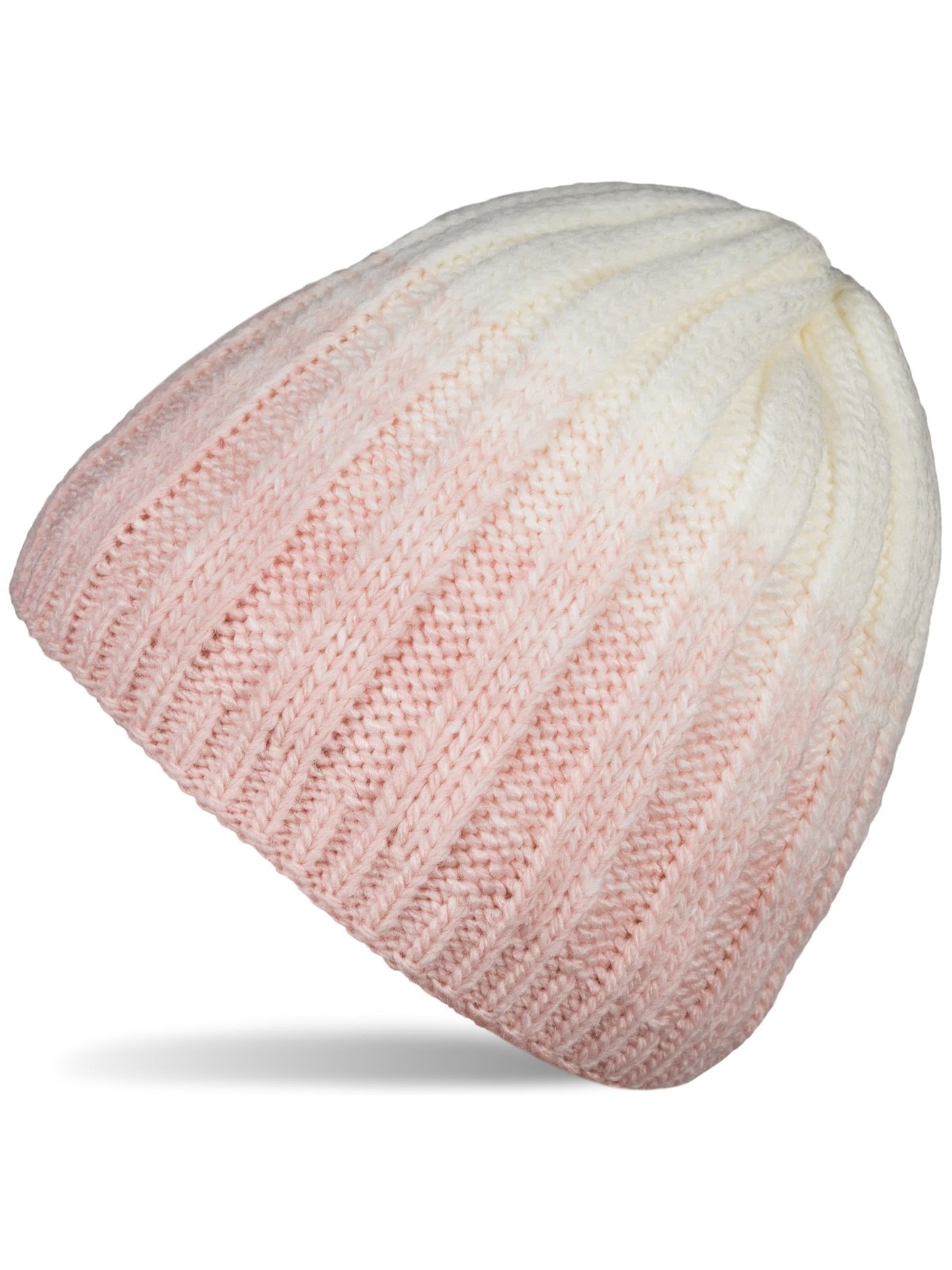styleBREAKER Mütze 'Strickmütze Farbverlauf mit Thermo-Fleece'‌ in Pink: Vorderseite