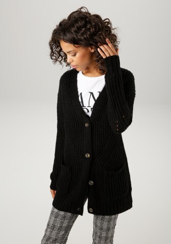 Aniston CASUAL Knit Cardigan in Black: front