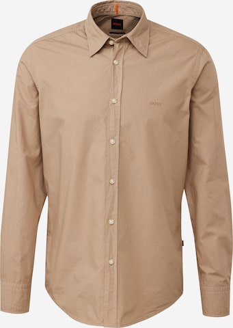 BOSS Orange Regular Fit Skjorte 'Relegant' i brun: forside