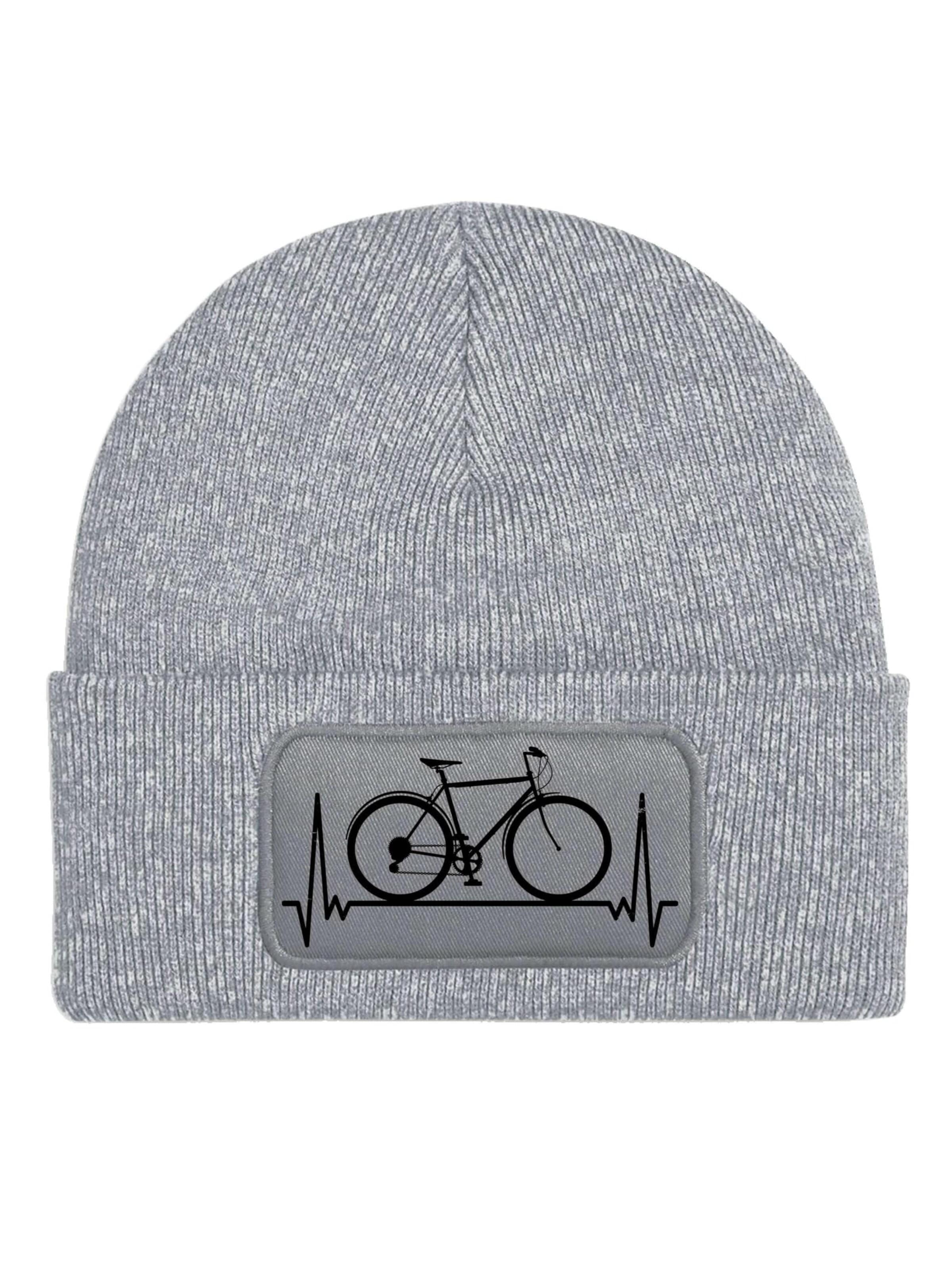Youth Designz Mütze 'Heartbeat Fahrrad'‌‌‌‌‌‌‌ in Grau: Vorderseite