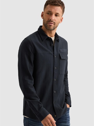 PME Legend Regular fit Button Up Shirt 'Shirt with two-tone herringbone texture' in Blue