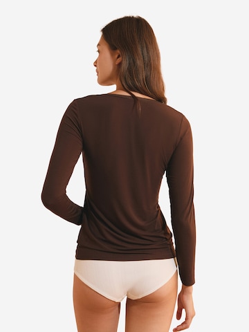 Maglietta intima 'Warme Up Lace' di ETAM in marrone