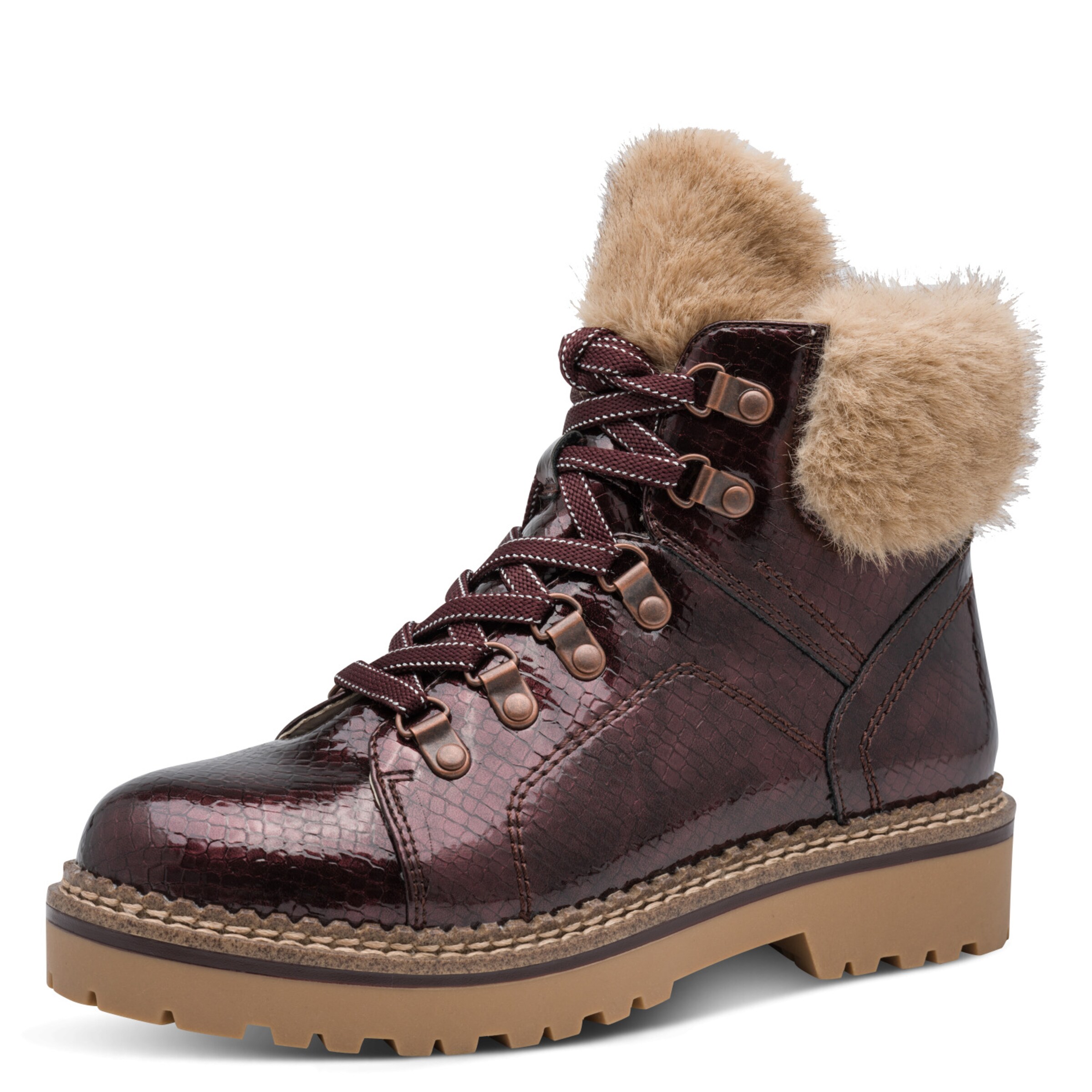 Tamaris Lace-Up Ankle Boots in Orange: front