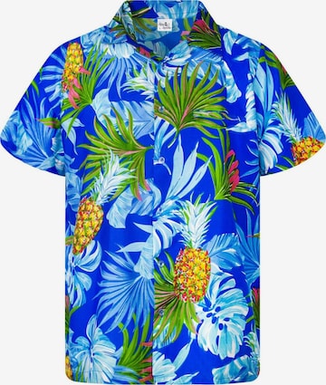 Maglietta 'Pineapple Leaves' di King Kameha in blu: frontale