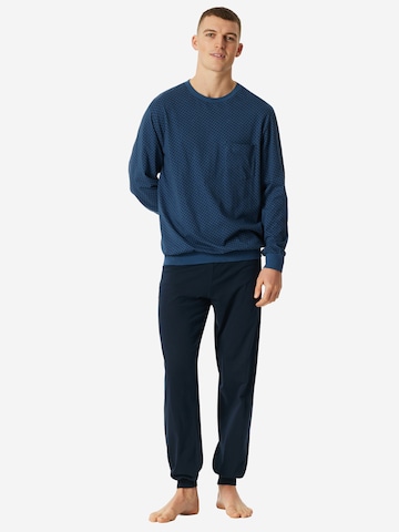 SCHIESSER Pajamas long 'Comfort Essentials' in Blue: front