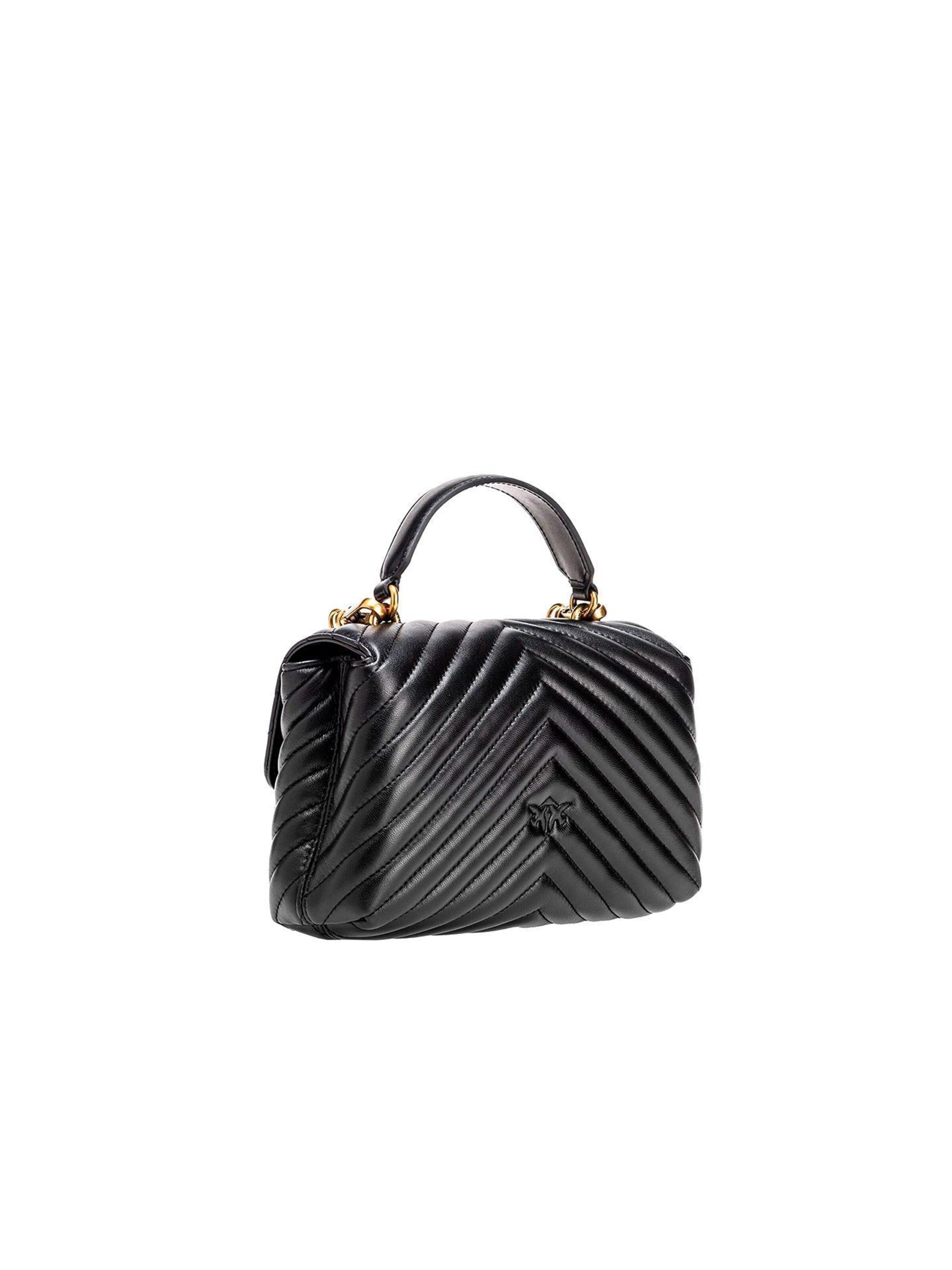 PINKO - Bolso de mano 'Love Lady Puff Mini Cl Sheep Nappa Chevron' en negro