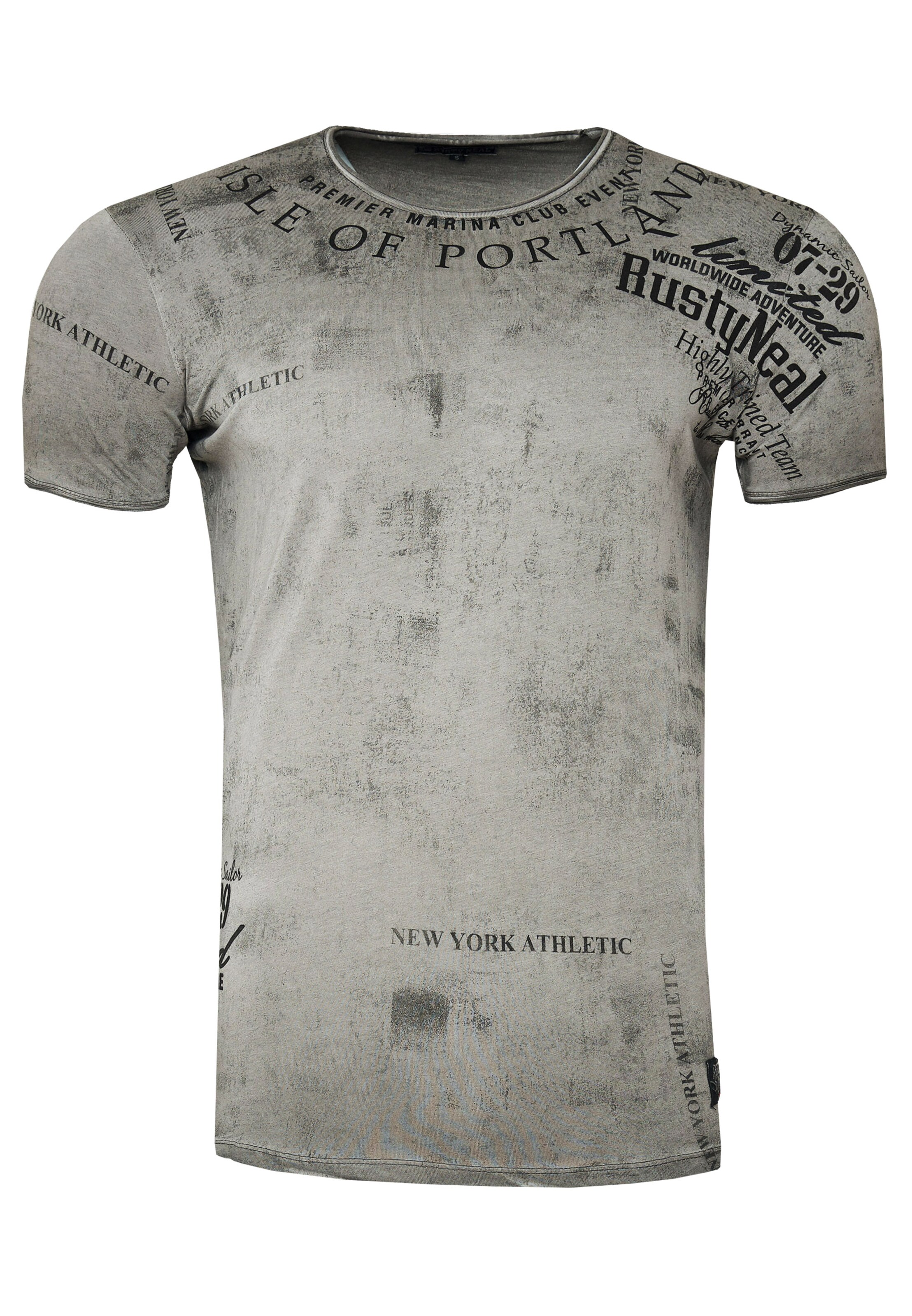 Rusty Neal T-Shirt mit lässigem Print in Grau: Vorderseite