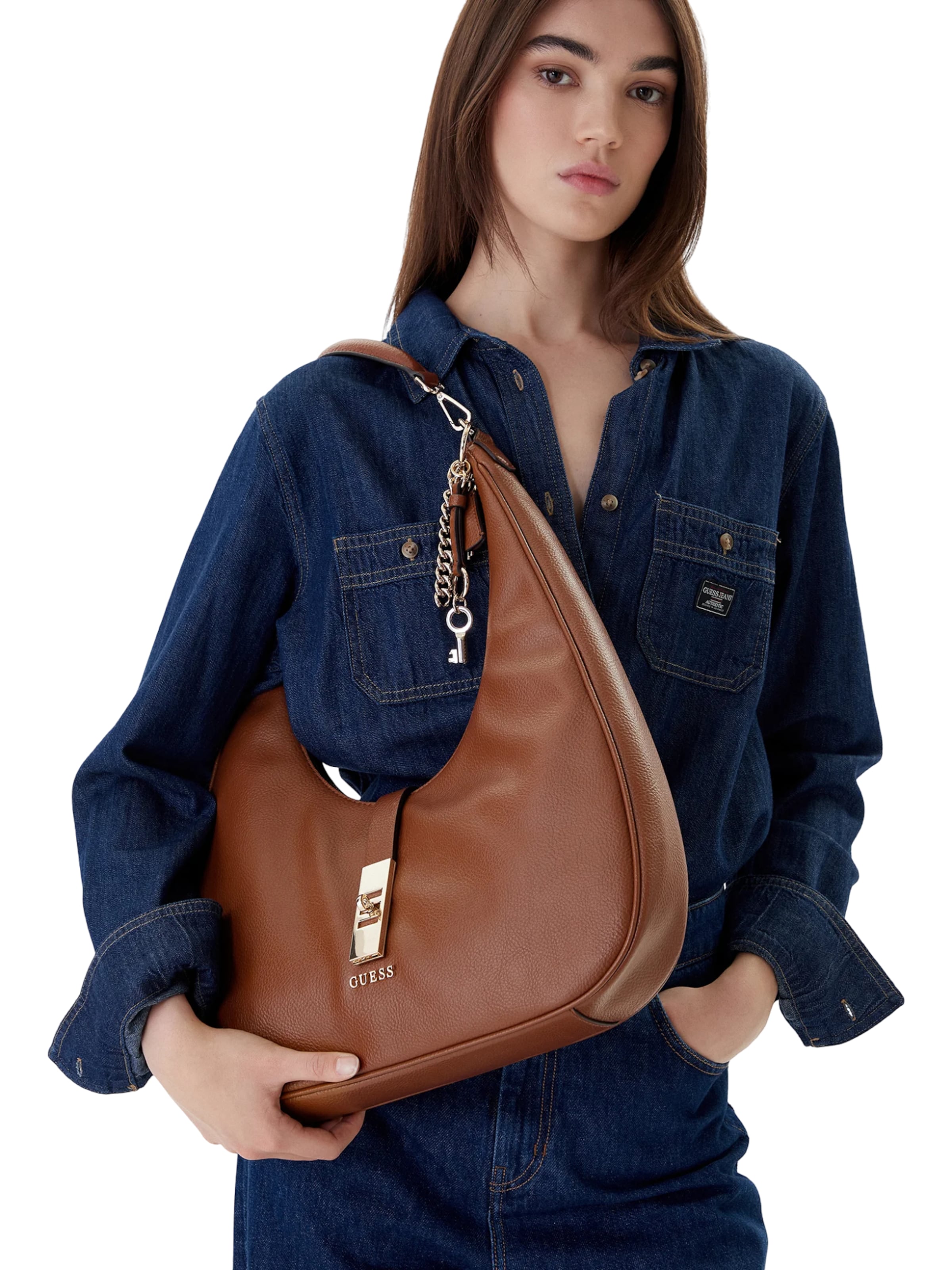 GUESS Schoudertas 'Brooke Hobo' in Bruin