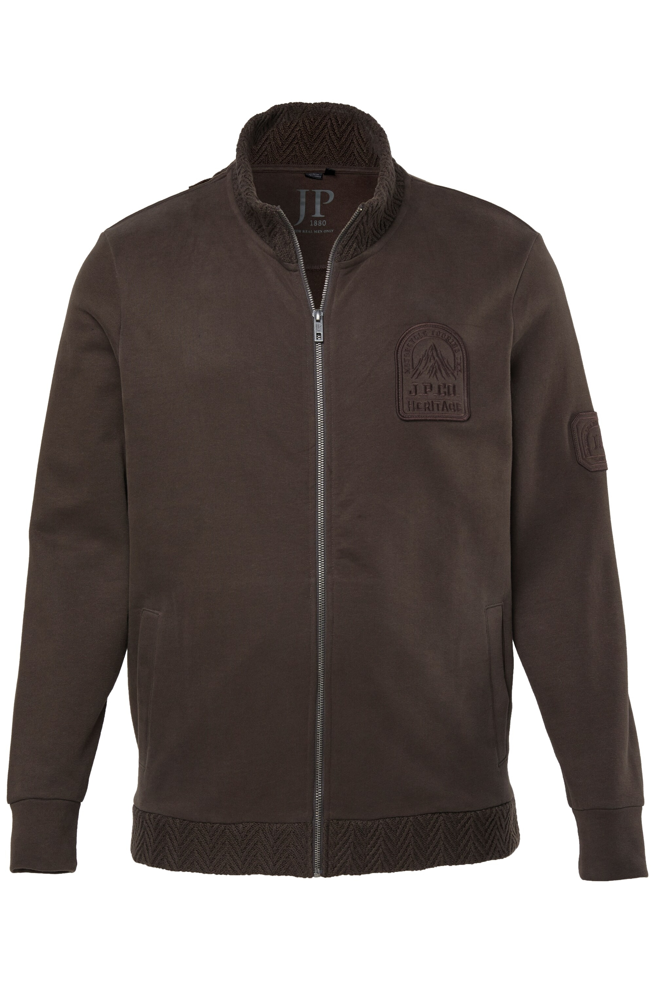 JP1880 Sweatvest in Bruin: voorkant
