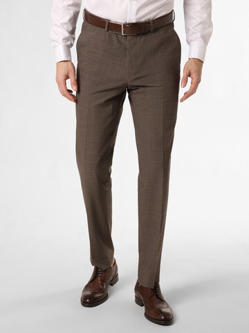 CARL GROSS Regular Pleated Pants in Brown: front