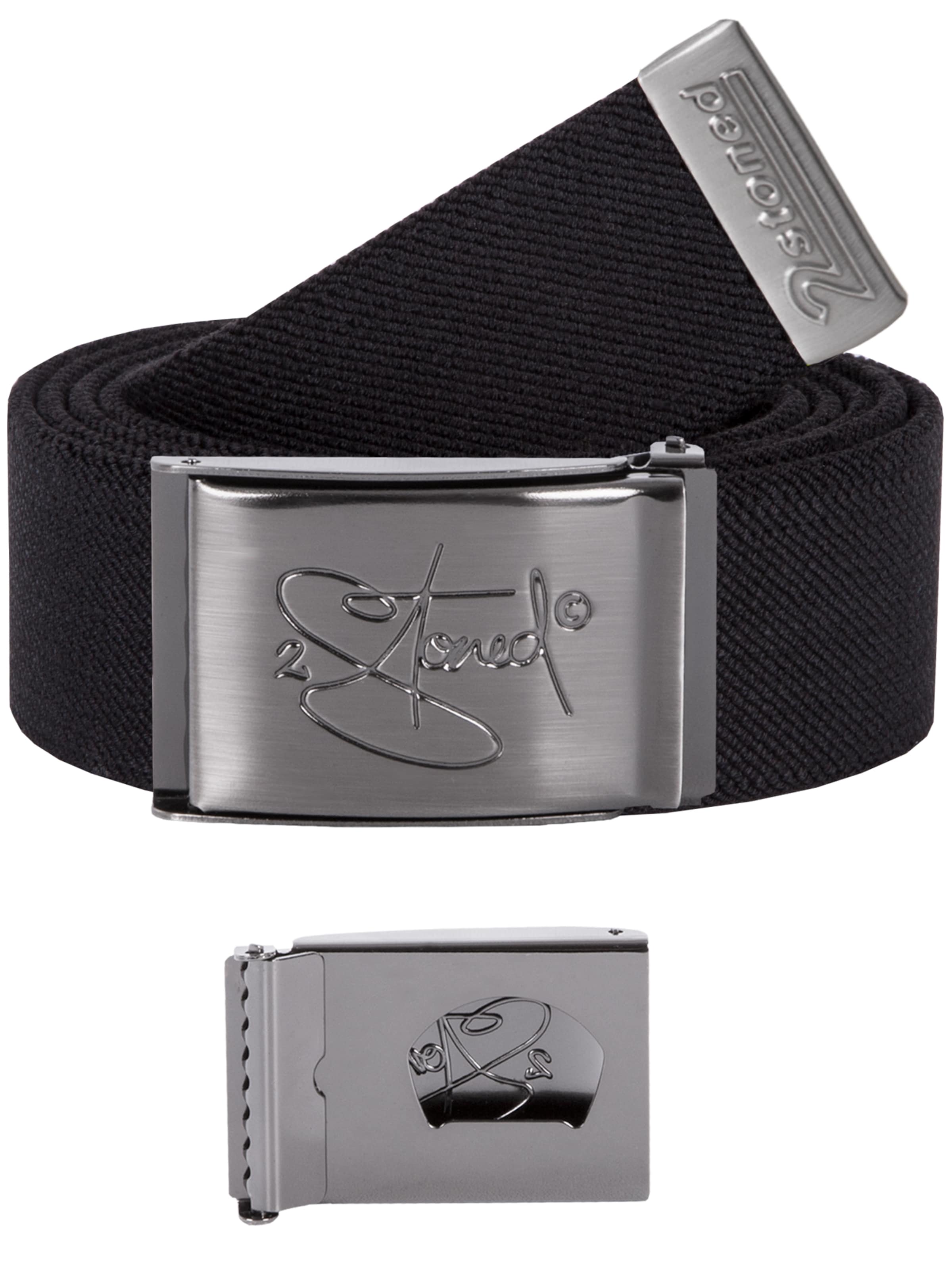 2Stoned Belt 'Stretch Classic Matt Bottle-opener' in Black: front