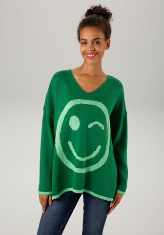 Aniston CASUAL Oversized Sweater in Green: front