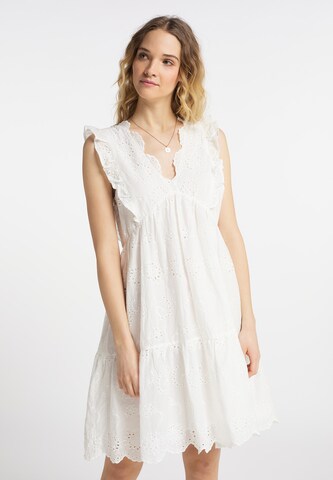 DreiMaster Vintage - Vestido de verano en blanco: frente