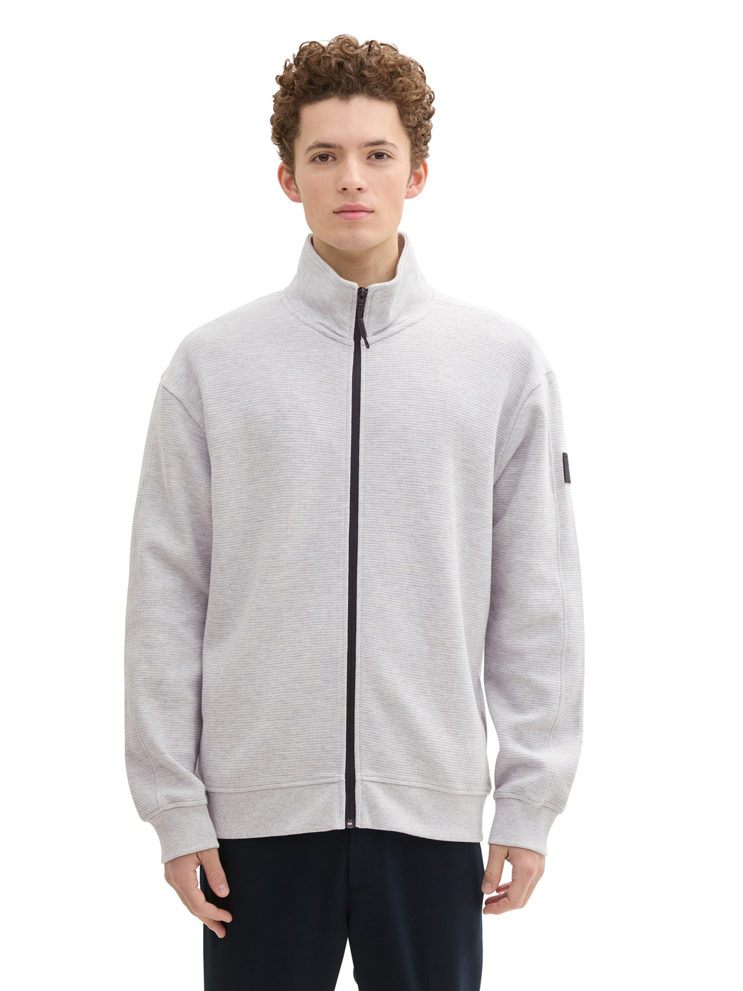 TOM TAILOR DENIM Sweatjacke in Grau: Vorderseite