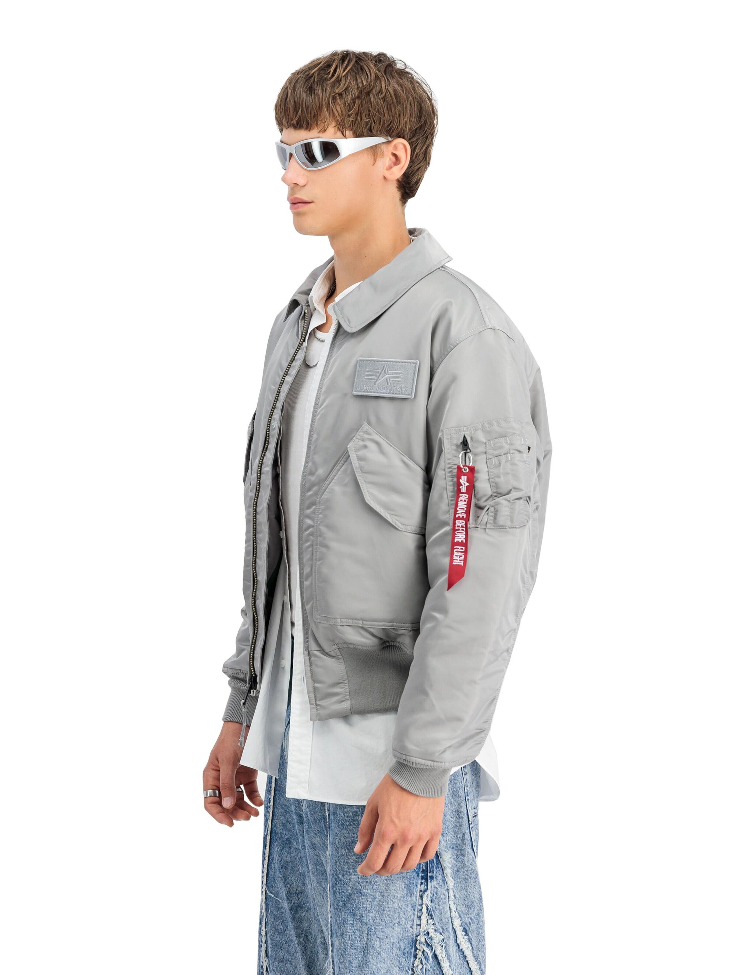 ALPHA INDUSTRIES Between-Season Jacket 'CWU-45 Heritage' in Silver